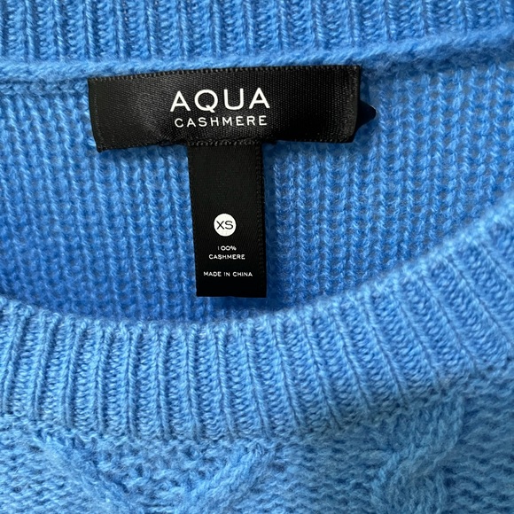Aqua Women's Blue Cashmere Cable Knit Sweater - Picture 2 of 3